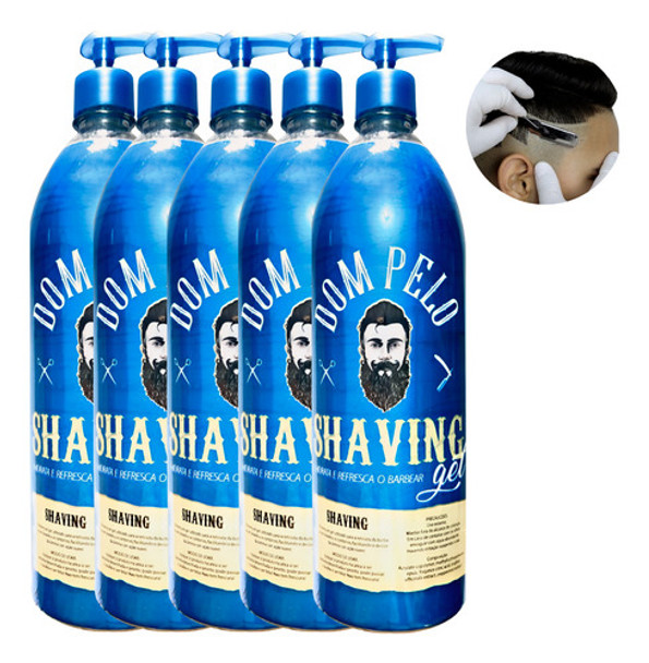 Kit 5 Shaving Gel De Barbear 1kg Profissional Hidratante 0
