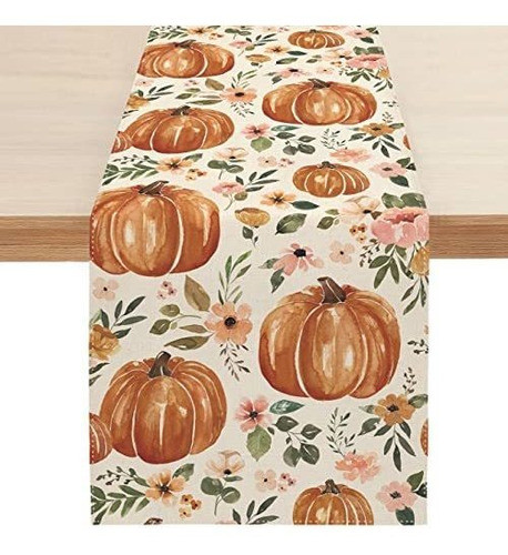 Camino De Mesa De Calabaza De Otoño Floral 0