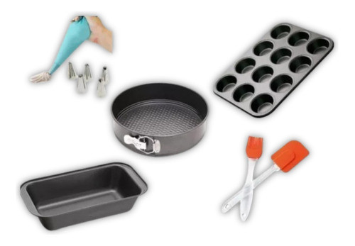 Kit Set Reposteria Muffins Manga 6 Picos Tortera Desmontable 0