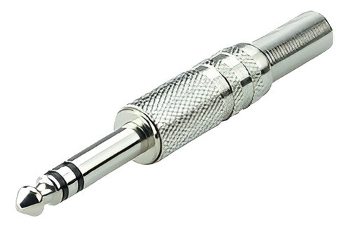 Plug Ficha 1/4 Stereo Macho Metalico Con Resorte Cable Audio 0