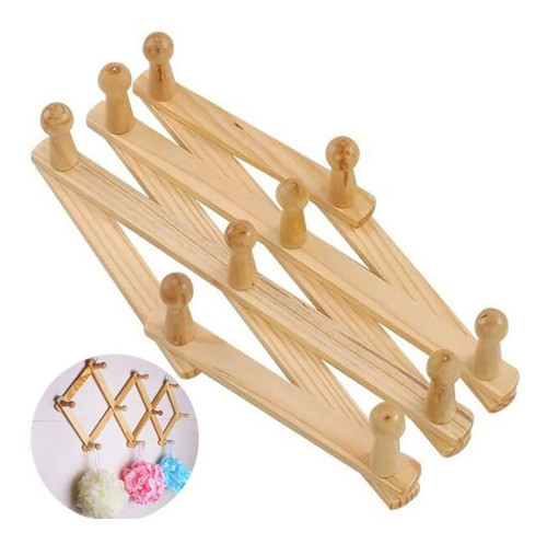 Perchero De Pared Madera 10 Perchas Tipo Acordión Tcs 0