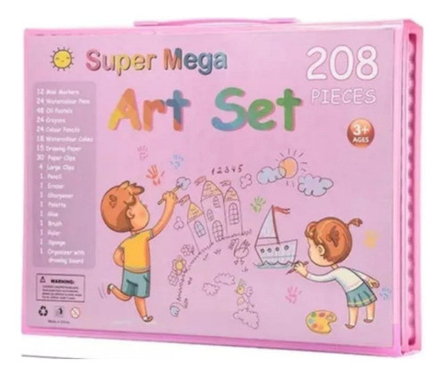 Navidad Set De Arte De 2o8 Piezas Valija Maletín Kit Pack 0