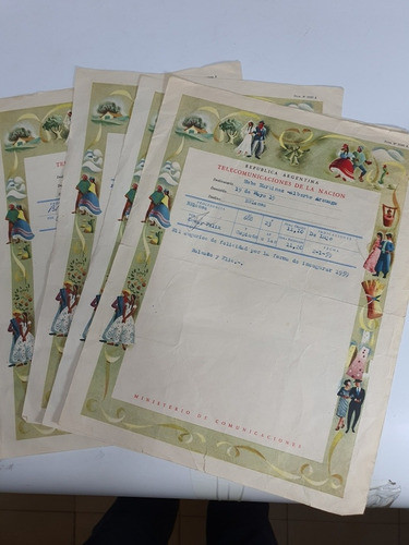 4 Antiguos Telegramas De Lujo De 1959 0