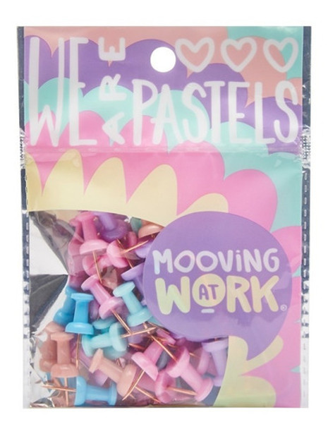 Chinches Galera Push Pins Mooving At Work Pastel X 50 Unid 0