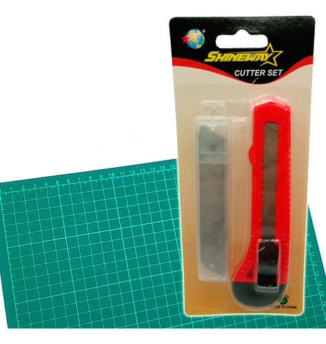 Cutter 18mm Con 10 Repuestos Y Tabla De Corte A3 0