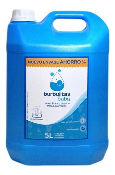Jabón Blanco Liquido Para Lavarropas Burbujitas Baby X 5lts 0
