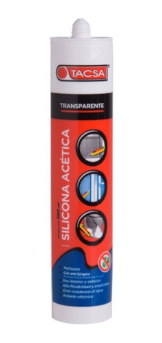 Sellador Silicona Acetica Transparente 280ml Tacsa X Ud. 0
