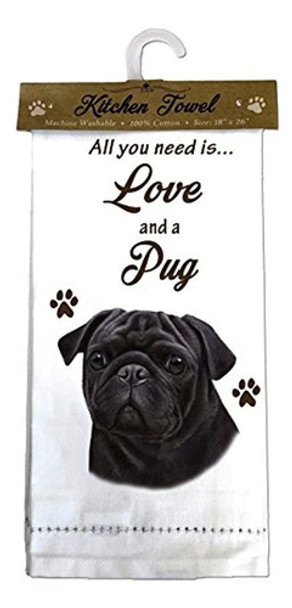 E Y S Pets 70032 Pug Negro Toallas De Cocina Offwhite 0