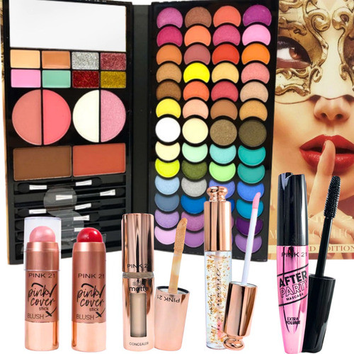 Combos De Maquillaje Paletas Sombras Brochas Labial Regalo 0