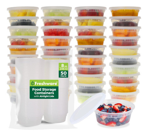 Freshware Envases Plástico Tapas Herméticas 40u. 8 Oz 0