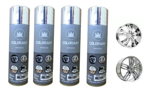 04 Tinta Spray Cromado Automotiva Carro Moto Roda Chapas 0