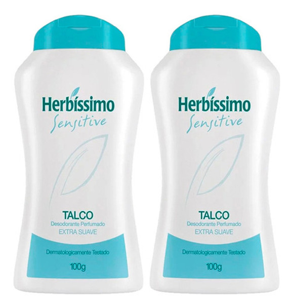 Talco Desodorante Perfumado Herbíssimo Sensitive 2x100g 0