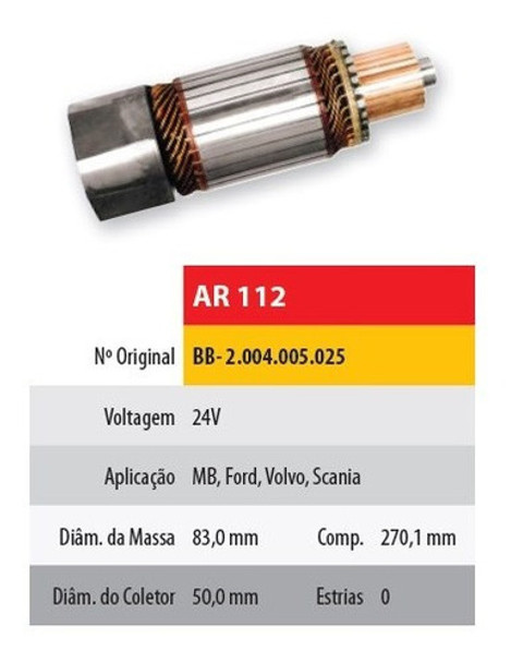Inducido 24v Mercedes Benz/volvo/scania (270x83x29) 0