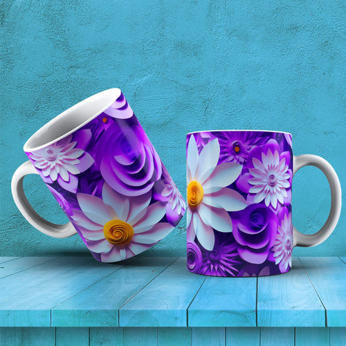 Diseños Plantillas Tazas Flores Efecto 3d P1 0