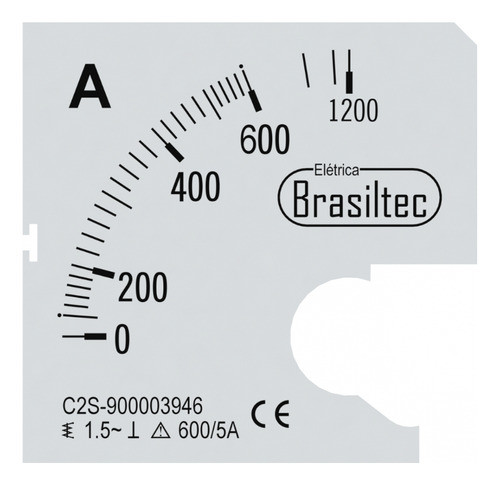 Escala 600/5 Para Amperimetro Brasiltec 72mm 0