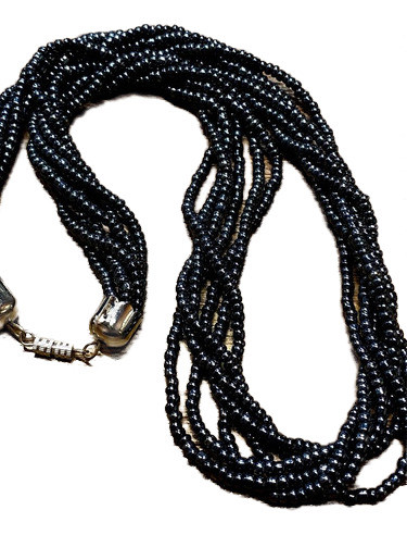 Luli Collar Cuentas Mostacilla Multi Vuelta Hematite Negro 0