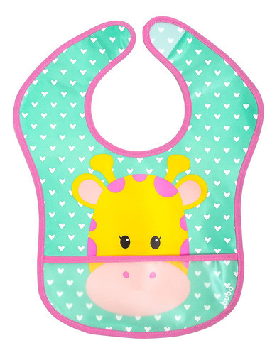 Babador Impermeável Bolso Cata Migalhas Animal Girafa Buba 0