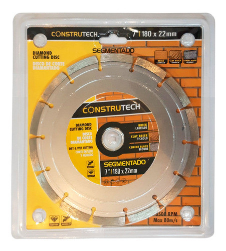 Disco Diamantado Segmentado 180mm Construtech U R U 0