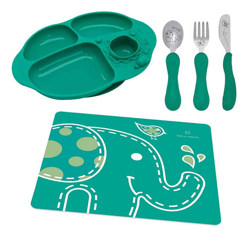 Kit Alimentação 5 Pcs Elefante Verde Marcus & Marcus 0