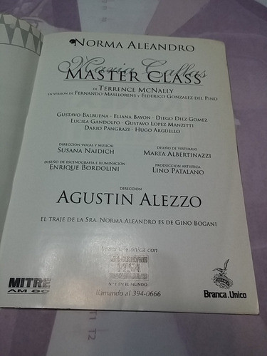 Programa Teatro Maipo Norma Aleandro Master Class M Callas 0