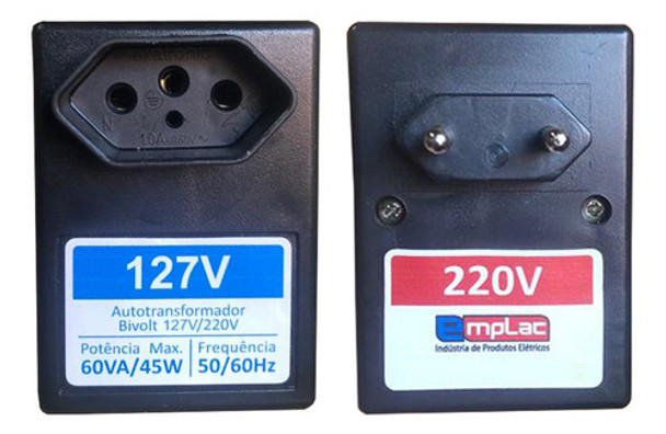 Auto Transformador 60va 45w Conversor 220v P/ 127v Portátil 0