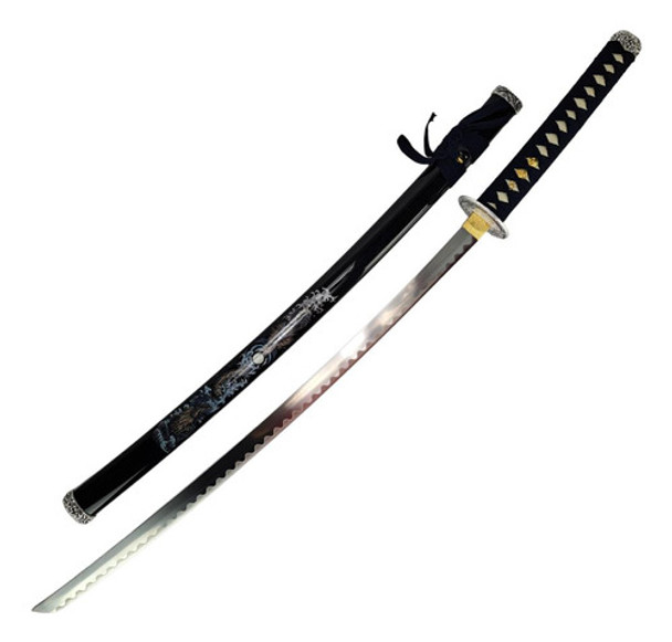Espada Katana Dragão Chinês Azul Bainha Preta Decoração 0 Espada Katana Dragão Chinês Azul Bainha Preta Decoração 0