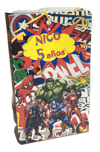 Bolsitas Para Sorpresitas Diseño Avenger Cumple *10 0
