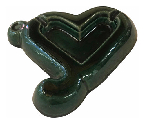 Cenicero Verde De Cerámica Forma De Corazón 0