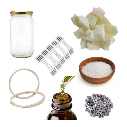 Combo Cera De Soja + Frascos Alba 360cc X5 Para Velas 0