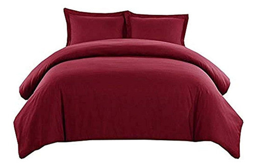 Royal Hotel's Solid Burgundy, 550 Hilos, 3 Piezas, Funda Nór 0