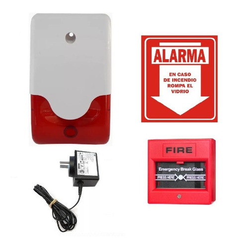 Alarma Sirena De Incendio Kit Aviso Incendio P/ Uso Interior 0