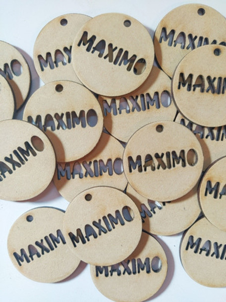 30 Círculos Con Nombre Fibrofácil 5cm Colgar Souvenirs 0