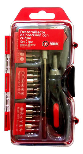 Set Destornillador Precision Crique Fema Kit 21 Puntas 25 Mm 0