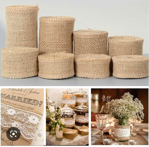 Cinta Arpillera Natural 3 Cm Ancho X 6 Rollos Gran Oferta 0