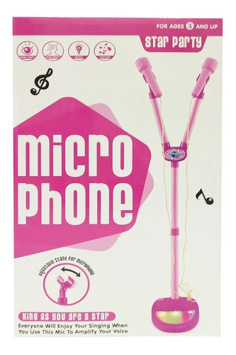 Micrófono De Pie Doble Rosa - Espacio Regalos 0