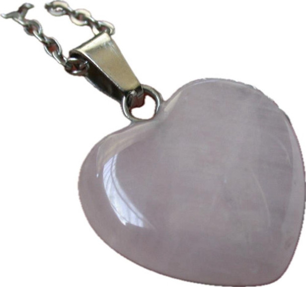 Luli Colgante Piedra Natura Corazon Cuarzo Rosa Cadena Acero 0