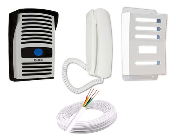 Interfone Porteiro Eletrônico Residencial Capa De Aço E Cabo Cor Cinza E Preto 127v/220v 0