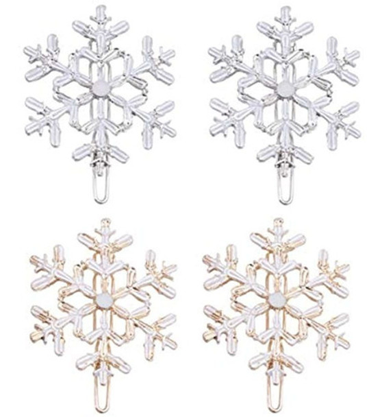 Lurrose 4 Uds Copo De Nieve Pinzas Para El Cabello Navidad N 0