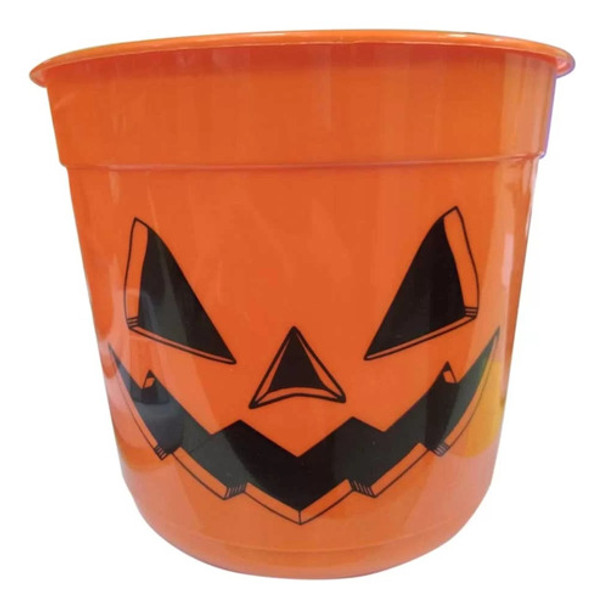 Balde Tacho Calabaza Caramelera Halloween Naranja 12x11cm 0