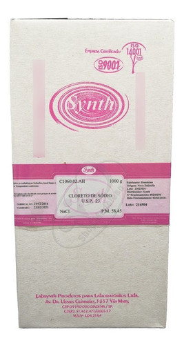 Cloreto Sodio Usp 1 Kg Synth Purissimo 0