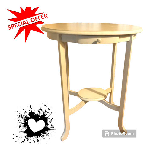 Mesa Oval Apoyo Arrime Auxiliar Tornada Cajon Vintage Retro 0