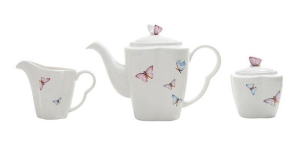 Jogo Café 3 Peças Porcelana Branco Borboletas Wolff 0