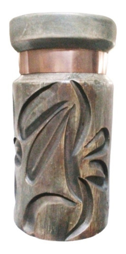 Florero Jarrón Cerámica Tallada C/ Virola Bronce - Firmado 0