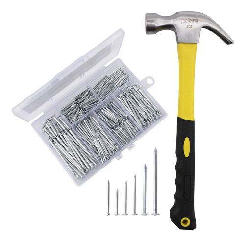 Martillo De Garra + 376 Clavos De Distintos Tamaños En Caja 0