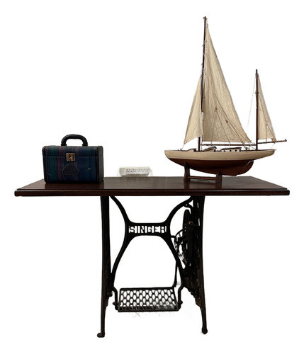 Mesa Vintage Singer Con Tapa De Madera 0