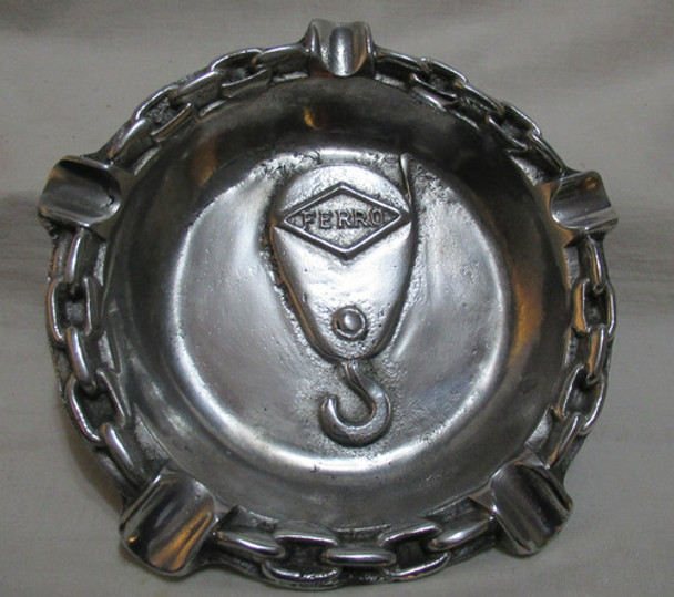 Antiguo Gran Cenicero Publicitario Aluminio  Ferro  18 Cm 0