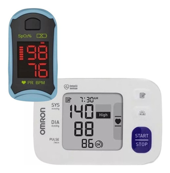 Kit Aparelho De Medir Pressão Omron + Oximetro De Dedo Gtech 0