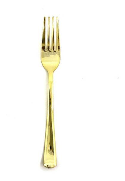 Tenedor Plástico Dorado 18 Cm X 12 Unidades Cotillon 0
