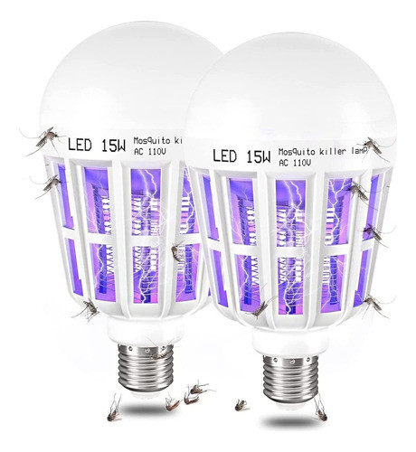 2 Lampara Luz Led Mata Mosquitos Insectos Calidad Everest 0