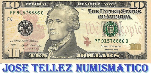 Billete 10 Dolares  Año 2017 Sin Circular Palermo 0